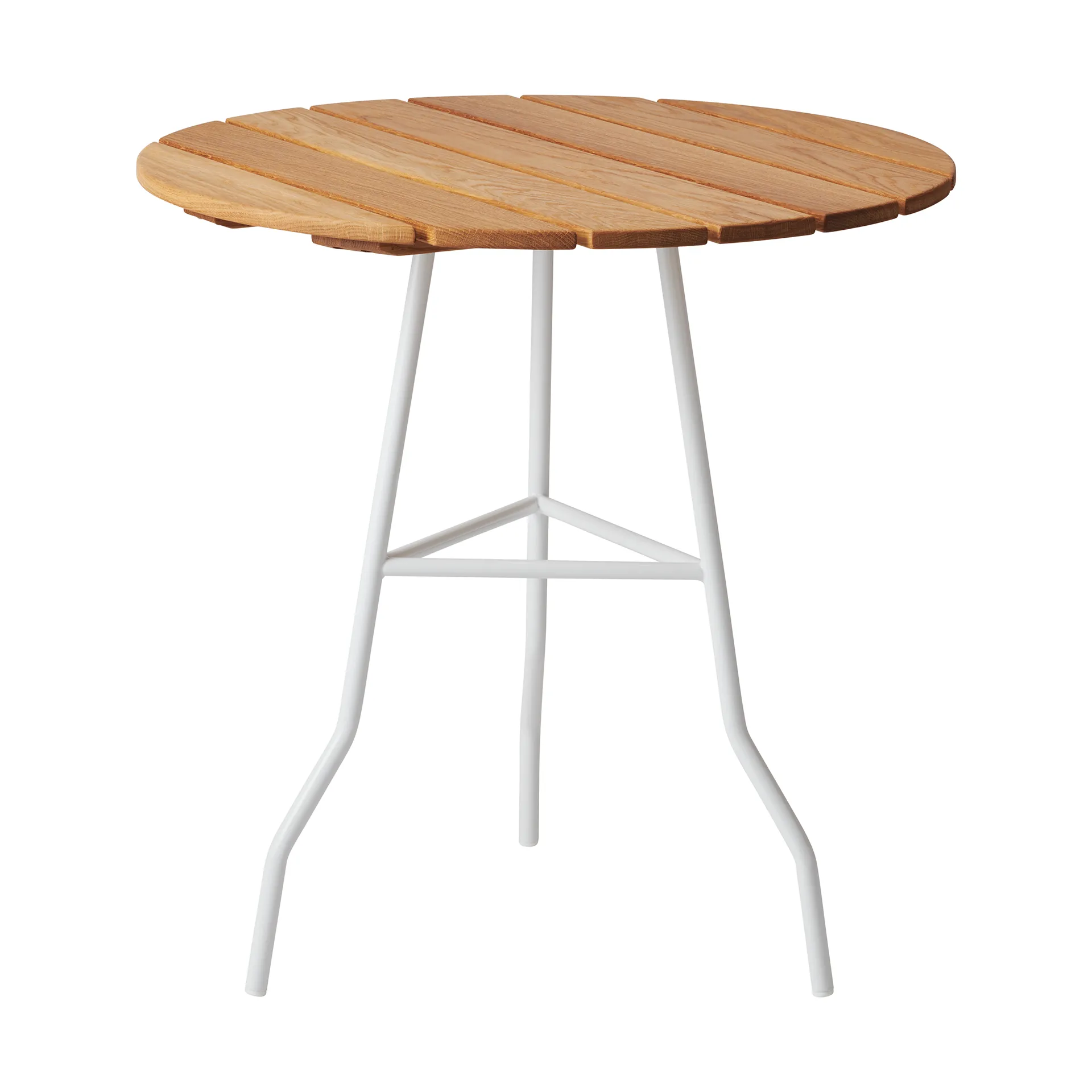 Pia table Ø70 cm, White lacquered steel frame-oiled oak Gärsnäs