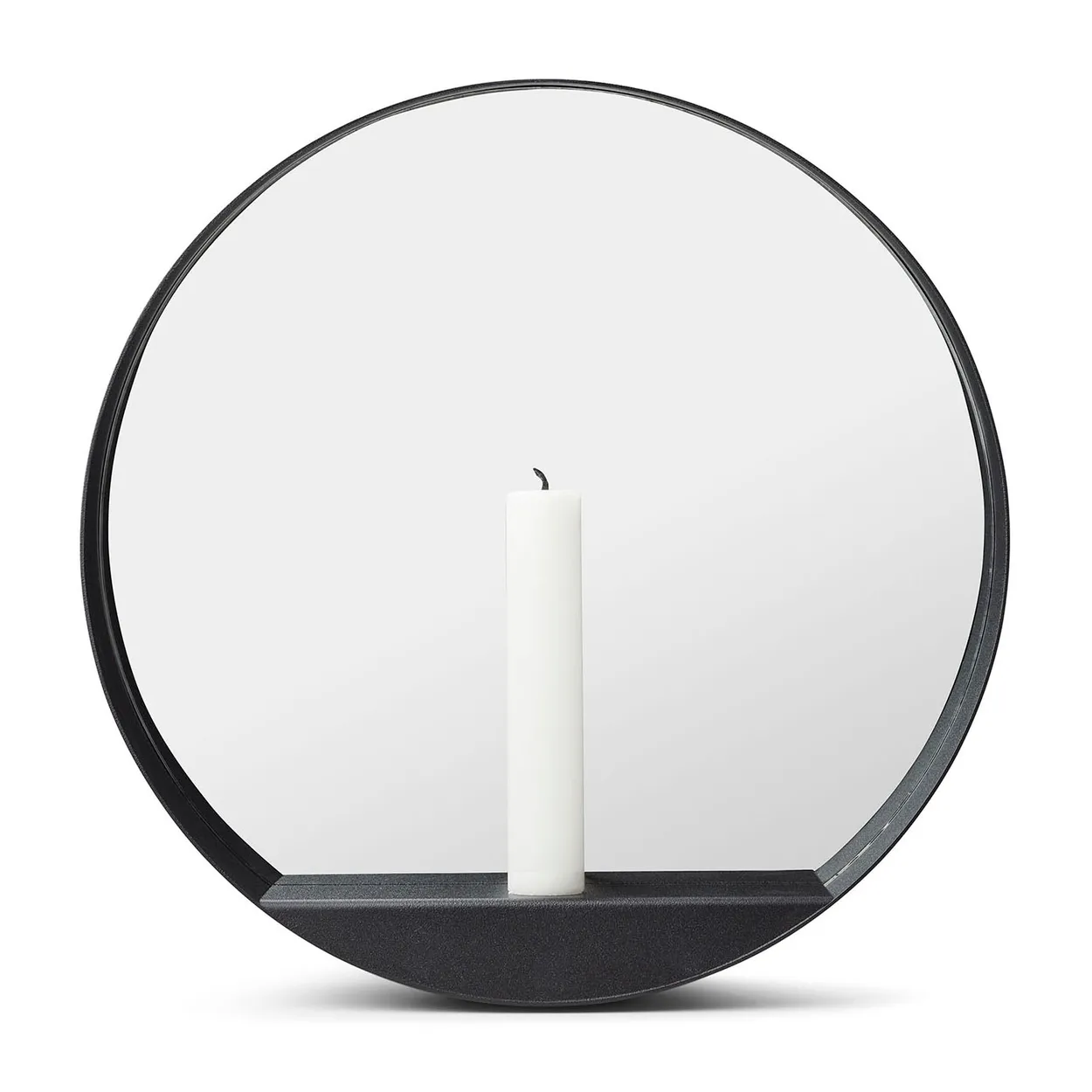 Gejst Glim mirror/candlestick o28 cm Black | Scandinavian Design | Round mirrors | Black
