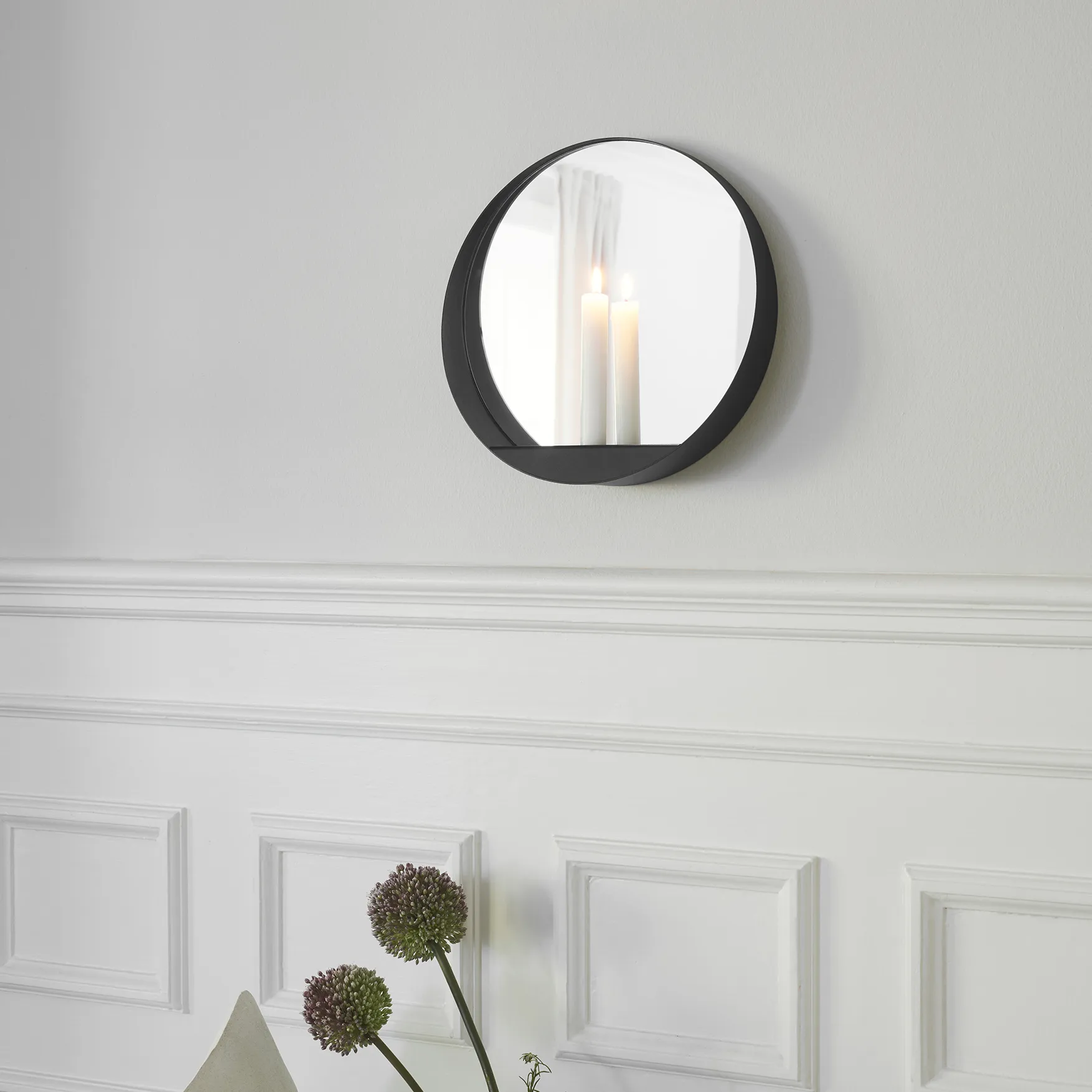 Glim mirror/candlestick Ø28 cm, Black Gejst