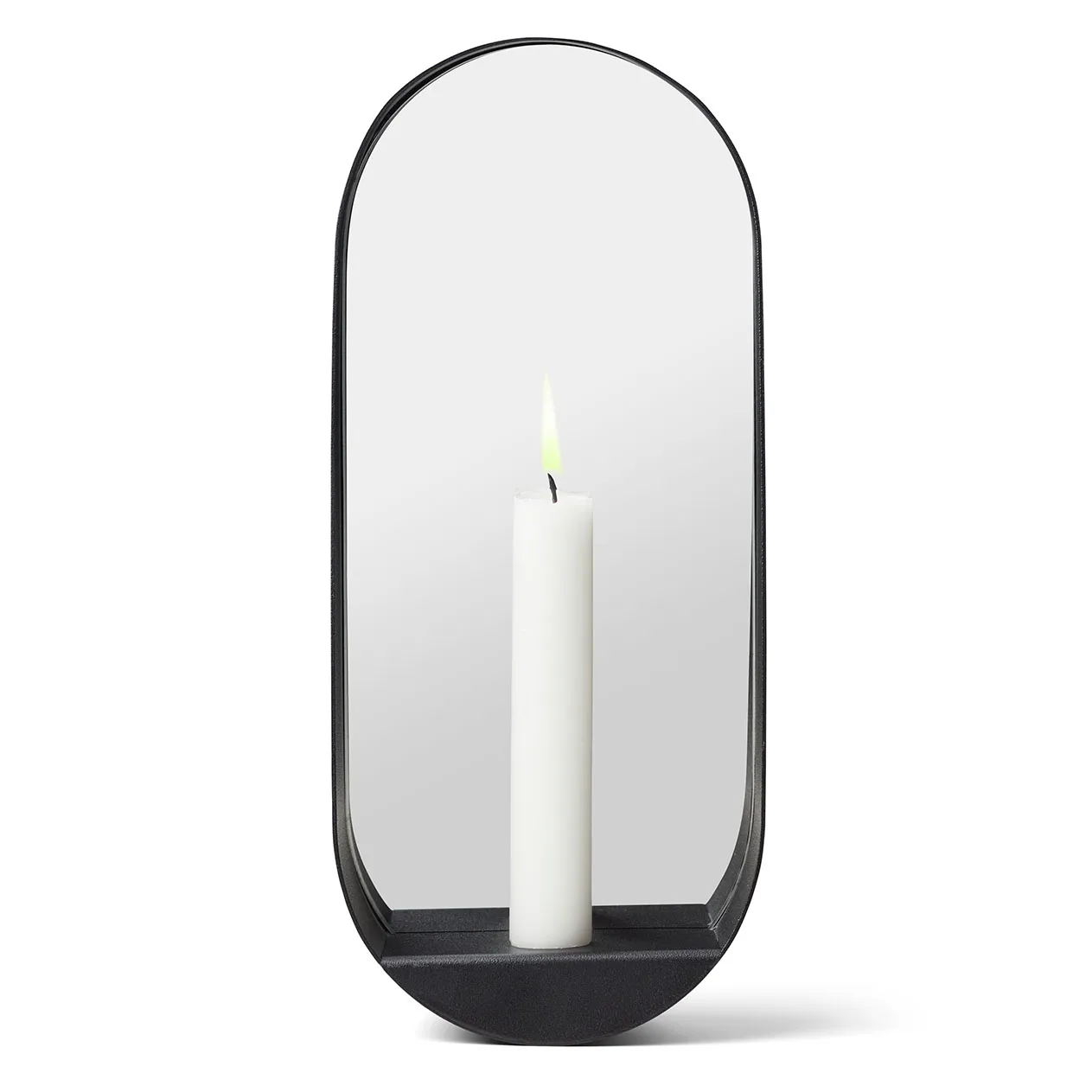 Glim mirror/candlestick oval 12x28 cm, Black Gejst