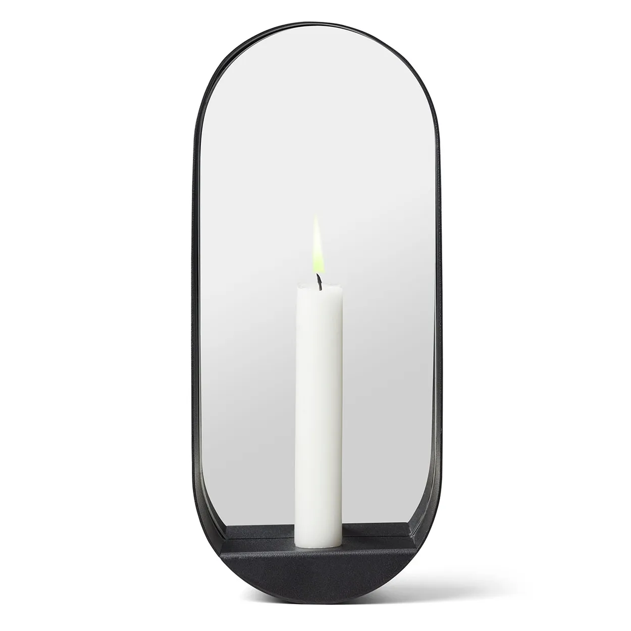 Gejst Glim mirror/candlestick oval 12x28 cm Black | Scandinavian Design | Wall mirrors | Black