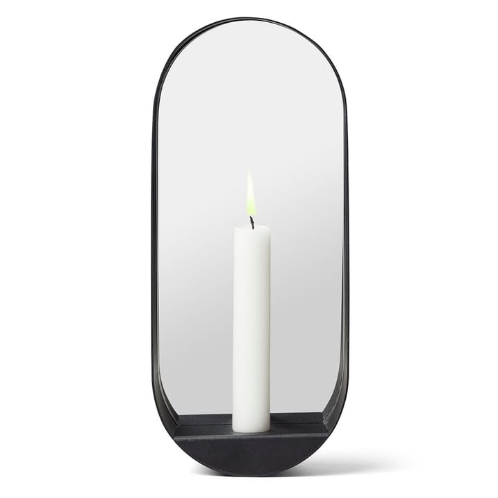 Glim mirror/candlestick oval 12x28 cm - black - Gejst