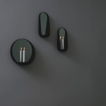 Glim mirror/candlestick oval 12x28 cm - Black - Gejst