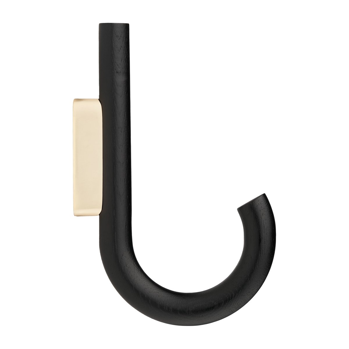 Gejst Hook hook 19 cm Black stained oak-brass | Scandinavian Design | Clothes hooks & hangers | Black