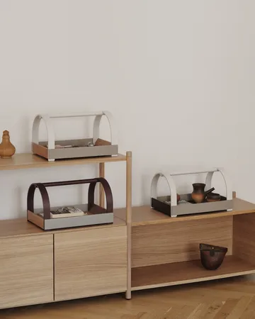 Kydo tray with handles 40.5x27x23.5 cm - Dark oak-beige white - Gejst