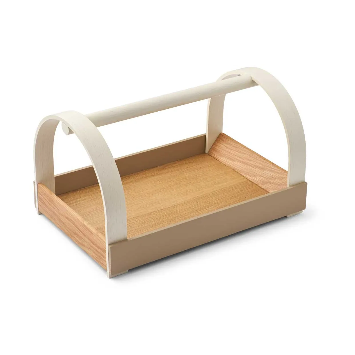 Kydo tray with handles 40.5x27x23.5 cm, Oak-beige white Gejst