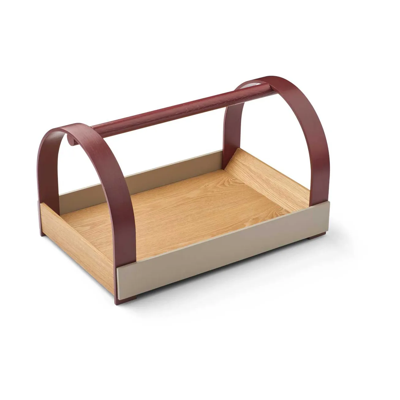 Kydo tray with handles 40.5x27x23.5 cm, Oak-grey burgundy Gejst