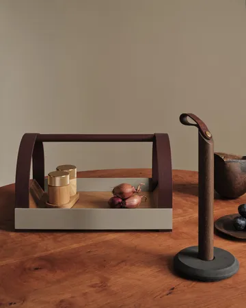 Kydo tray with handles 40.5x27x23.5 cm - Oak-grey burgundy - Gejst