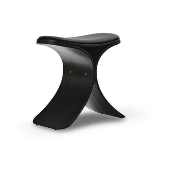 Luno stool 48x28x72 cm, Black oak-black leather Gejst
