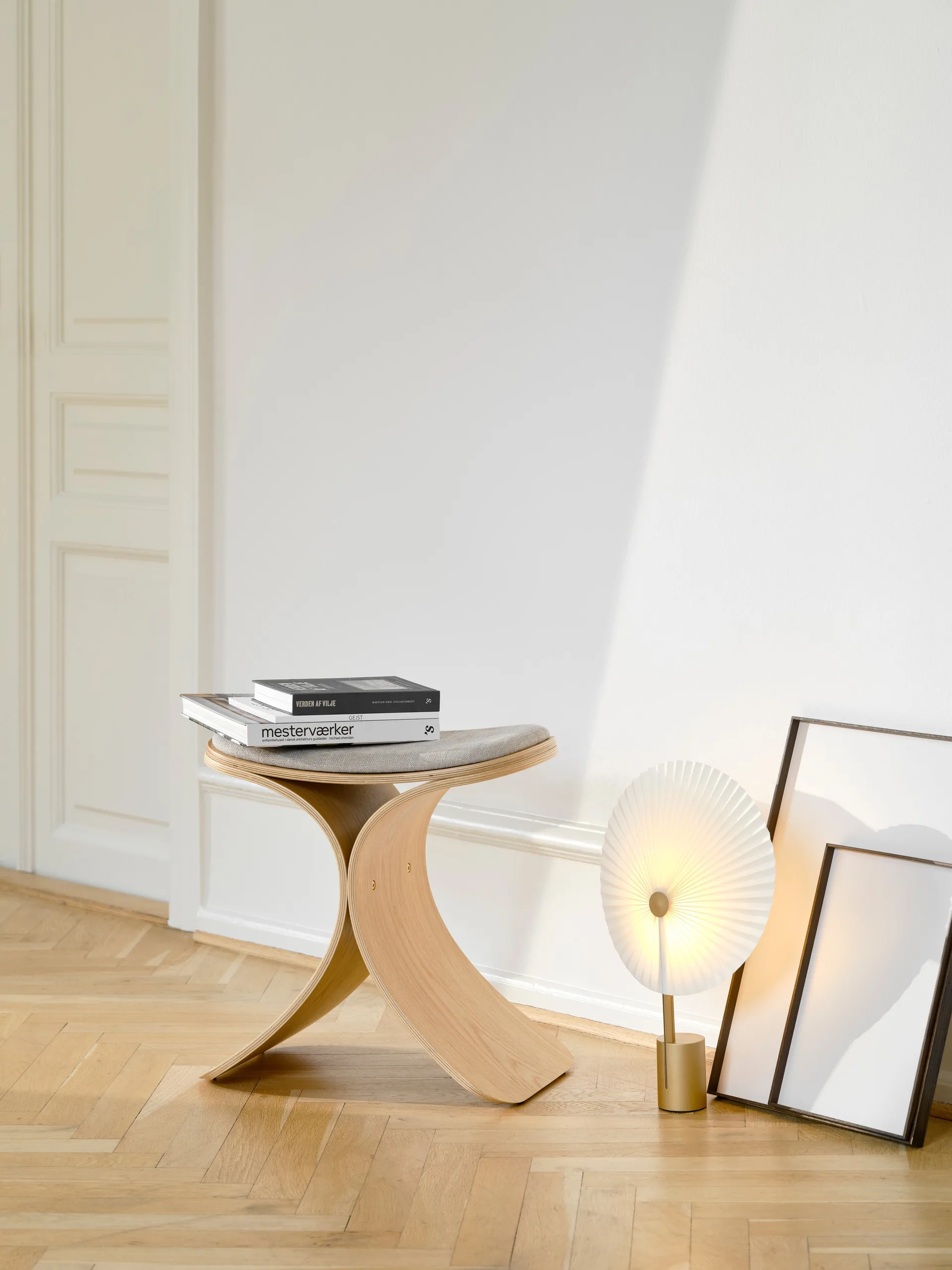 Luno stool 48x28x72 cm, Oak-beige textile Gejst