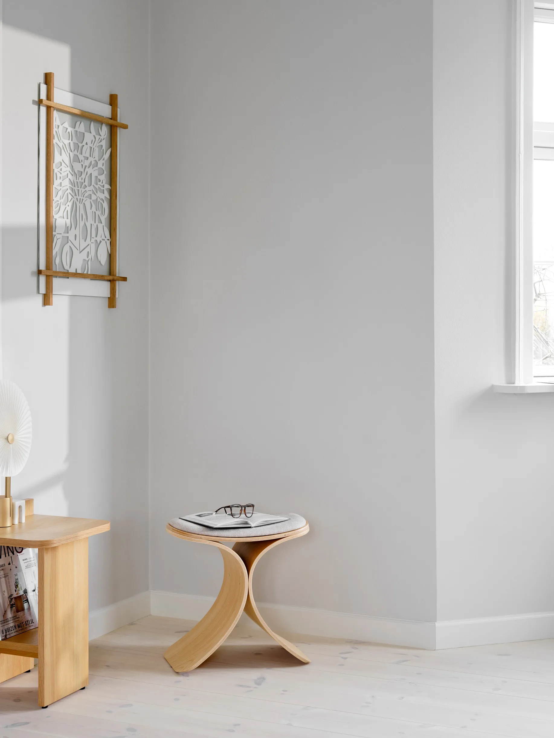 Luno stool 48x28x72 cm, Oak-beige textile Gejst