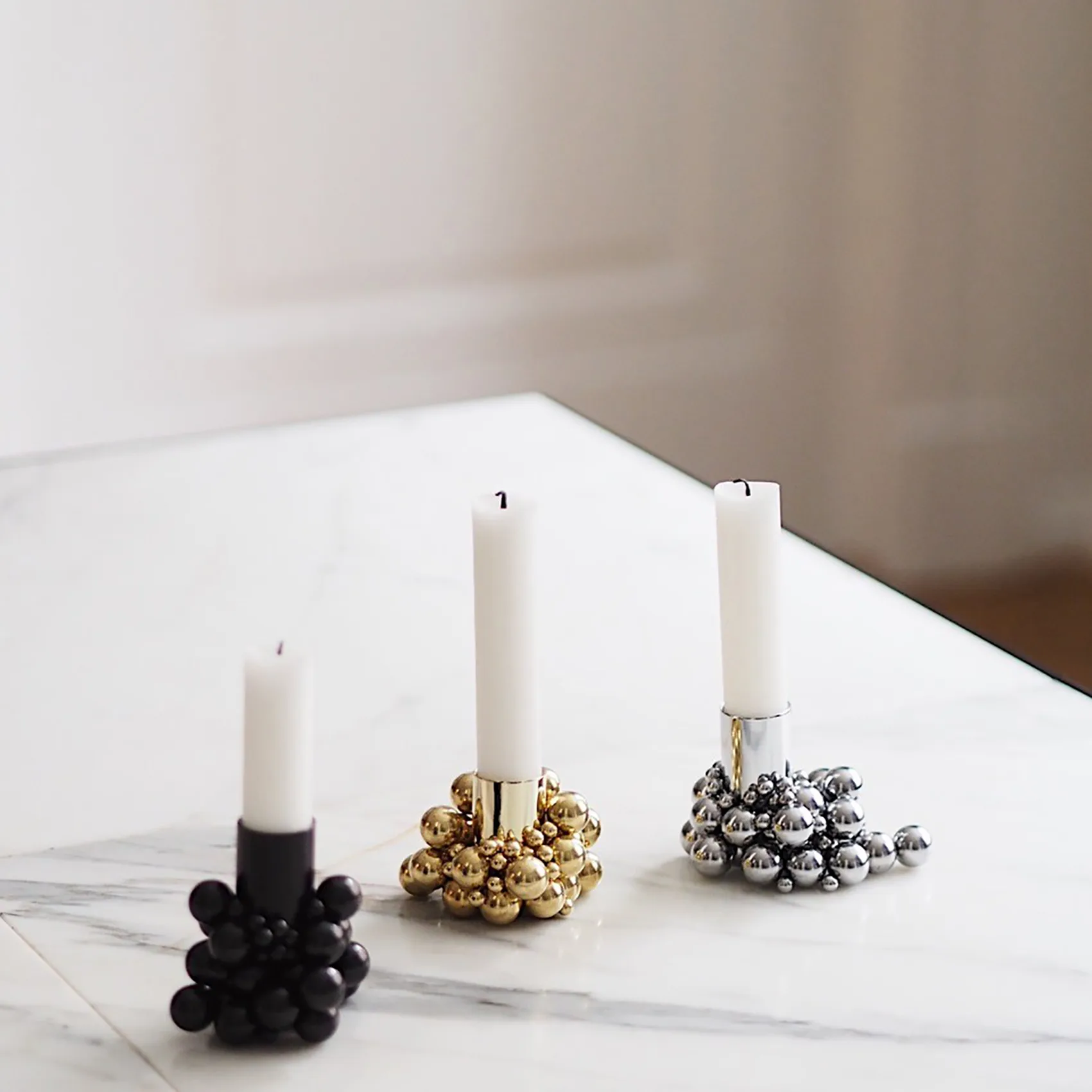 Molekyl candlestick 1, brass Gejst