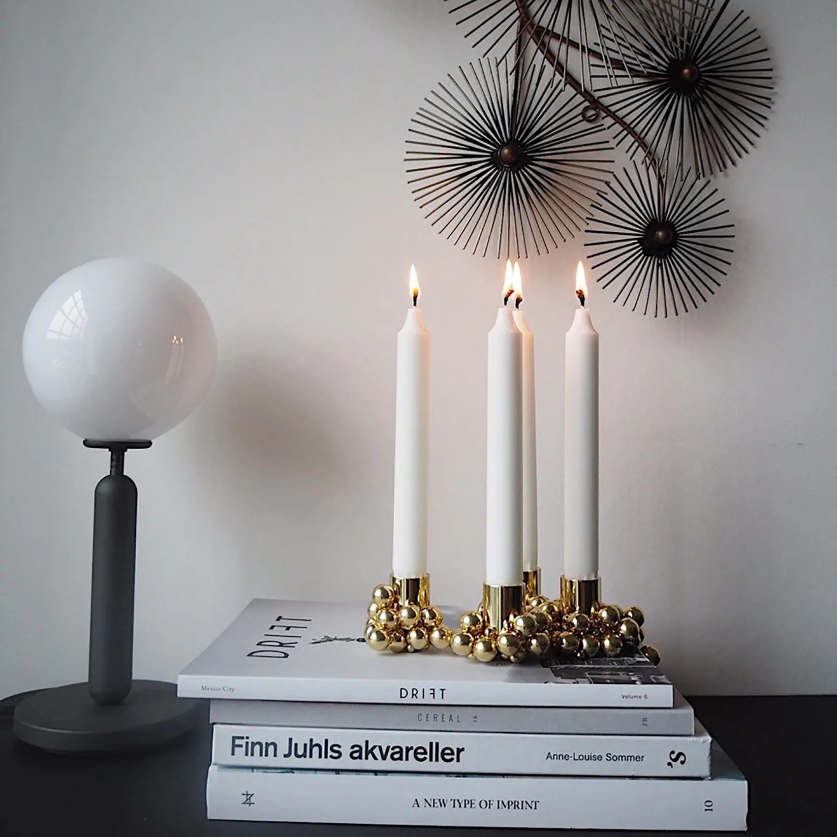 Molekyl candlestick 4, Brass Gejst