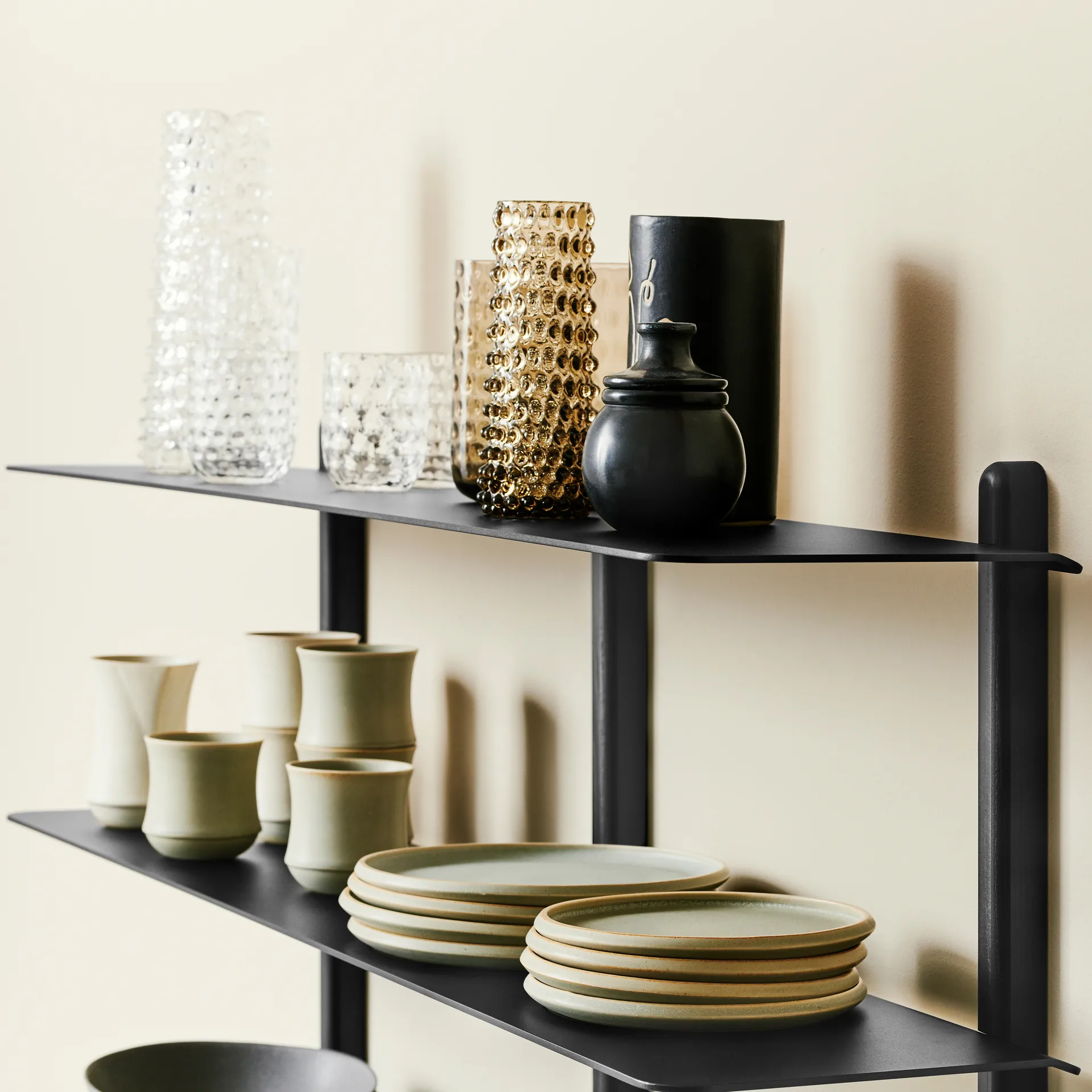 Nivo shelf D large, Dark-stained ash-black Gejst