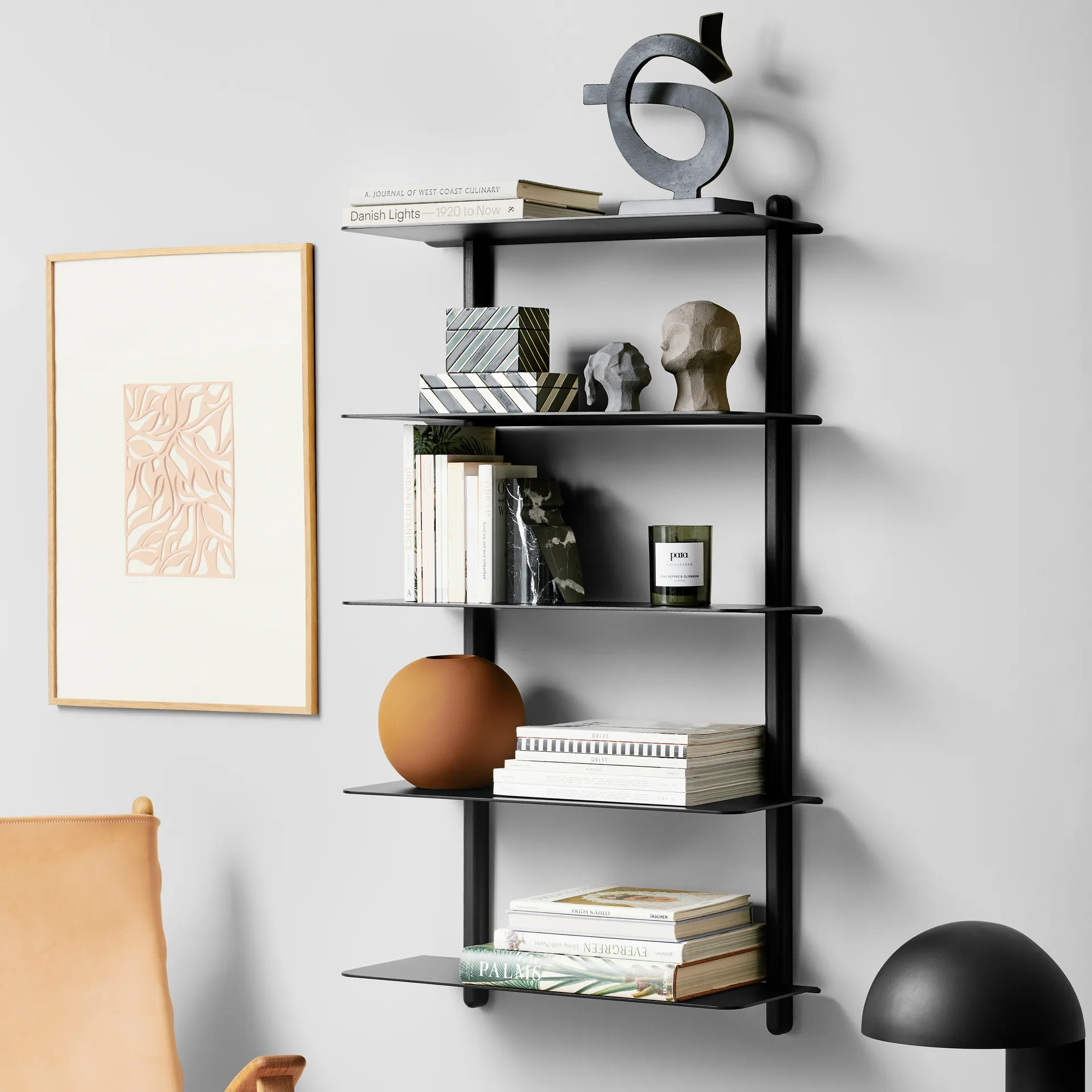 Nivo shelf E large, Dark-stained ash-black Gejst