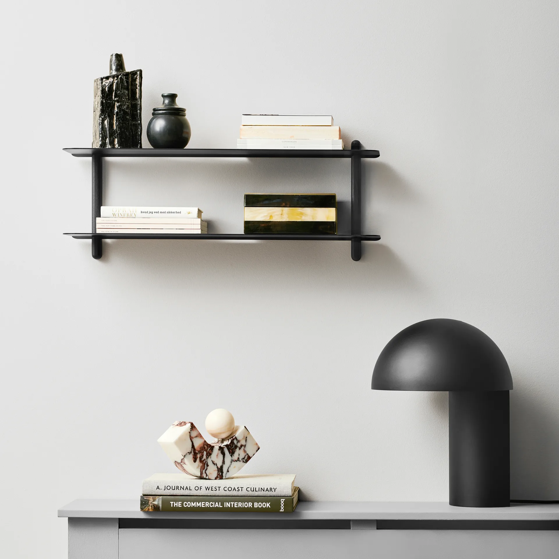Nivo shelf F, Dark-stained ash-black Gejst