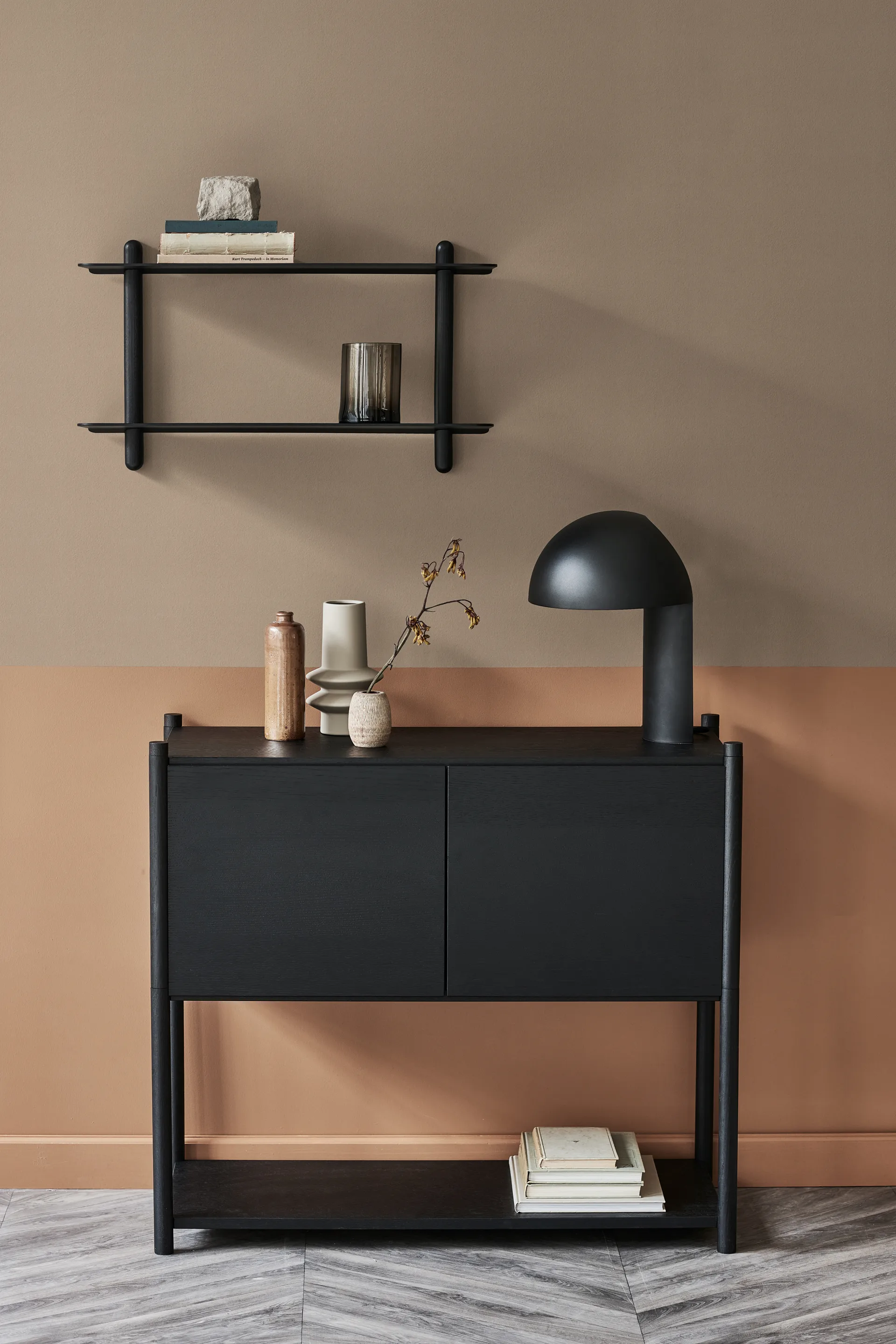 Nivo shelf F large, Black oiled ash-black Gejst