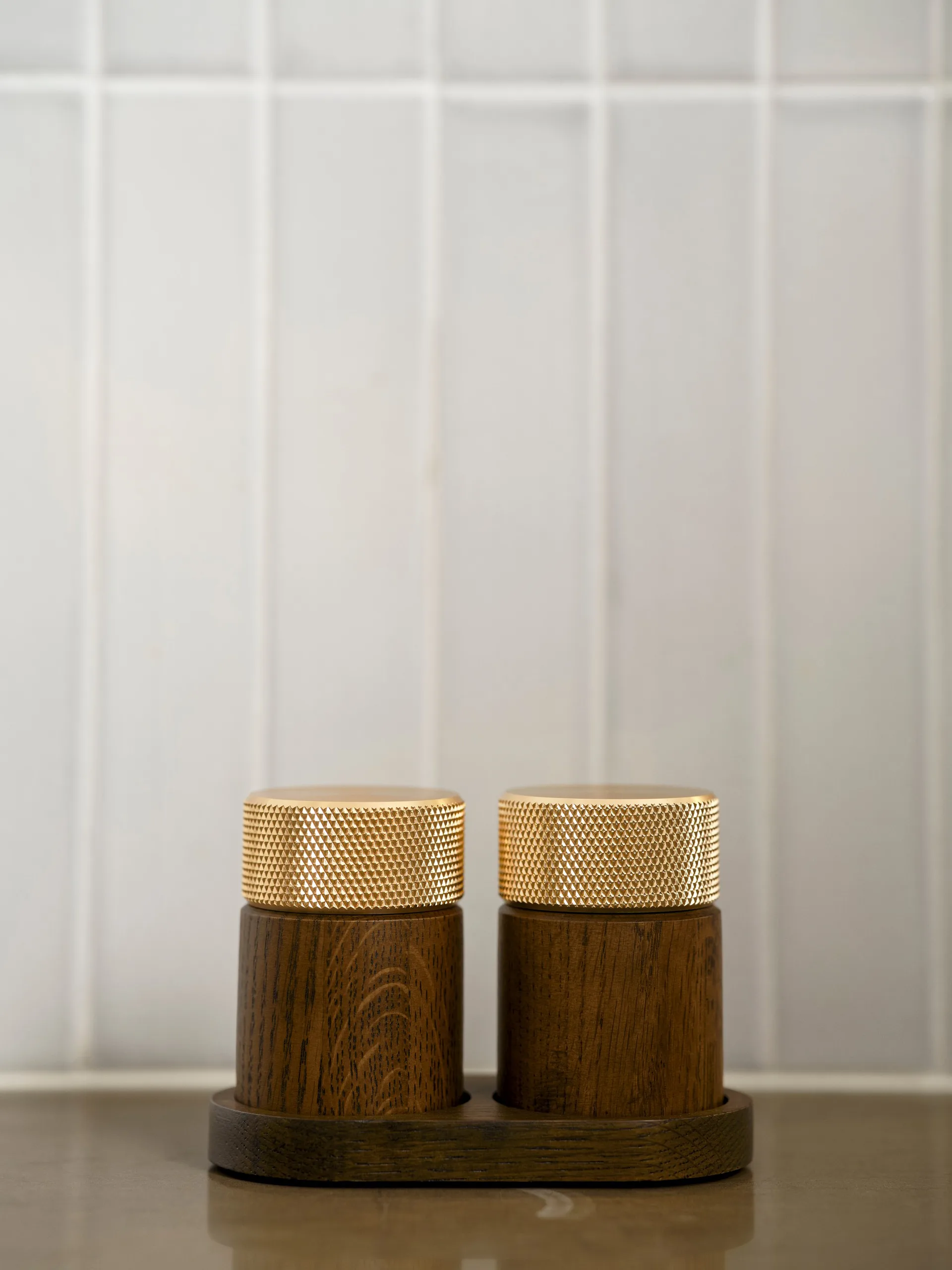 Sina salt and pepper mill 6 cm, Dark ash-brass Gejst