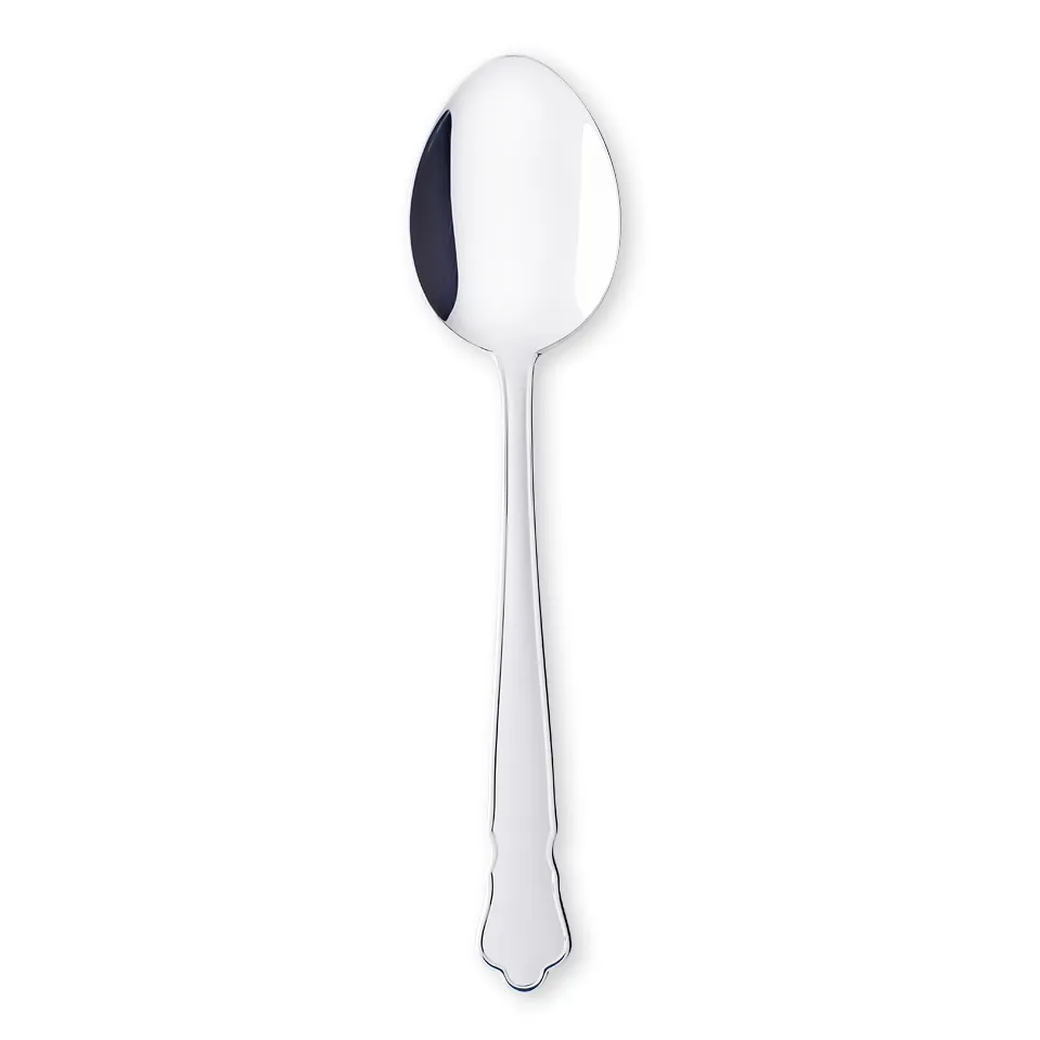 Chippendale silver cutlery, dessert spoon Gense