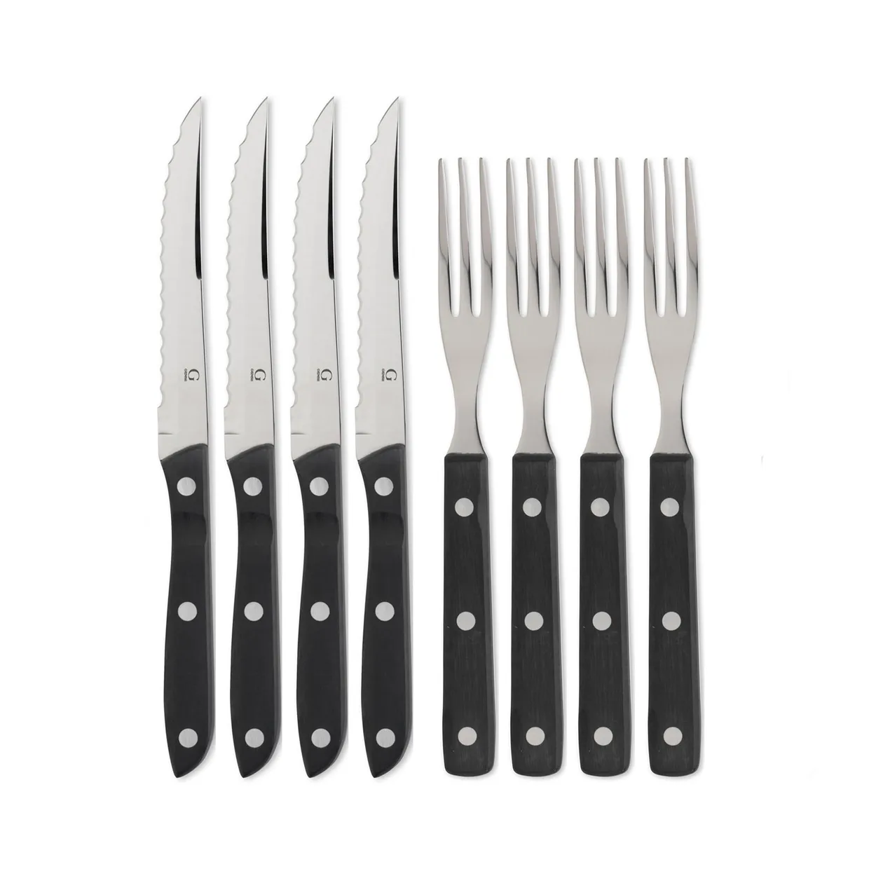 Gense Old Farmer black cutlery 8 pieces 8 pcs | Scandinavian Design | Steak knives | Black