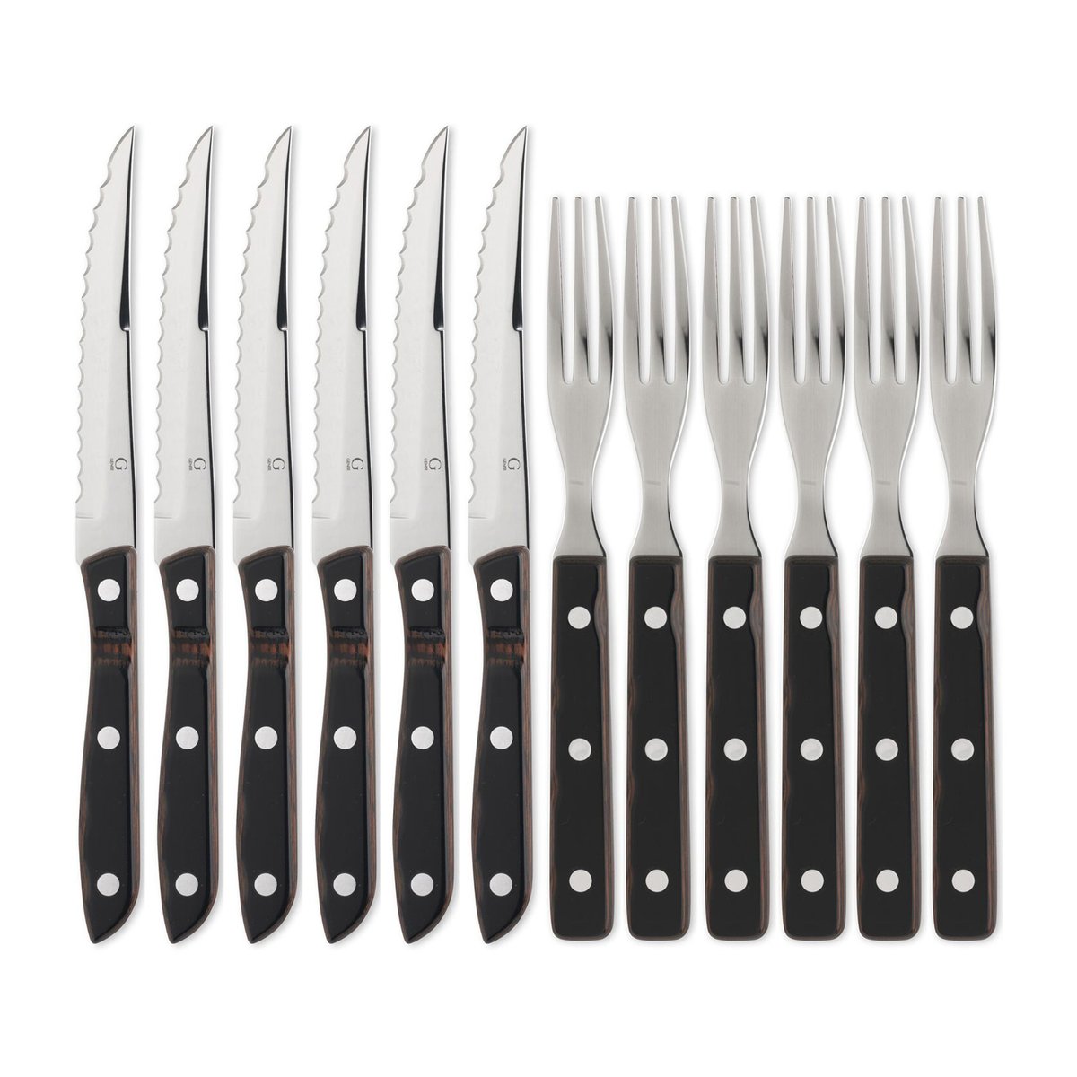 Gense Old Farmer cutlery 12 pieces 12 pieces | Scandinavian Design | Steak knives | Brown