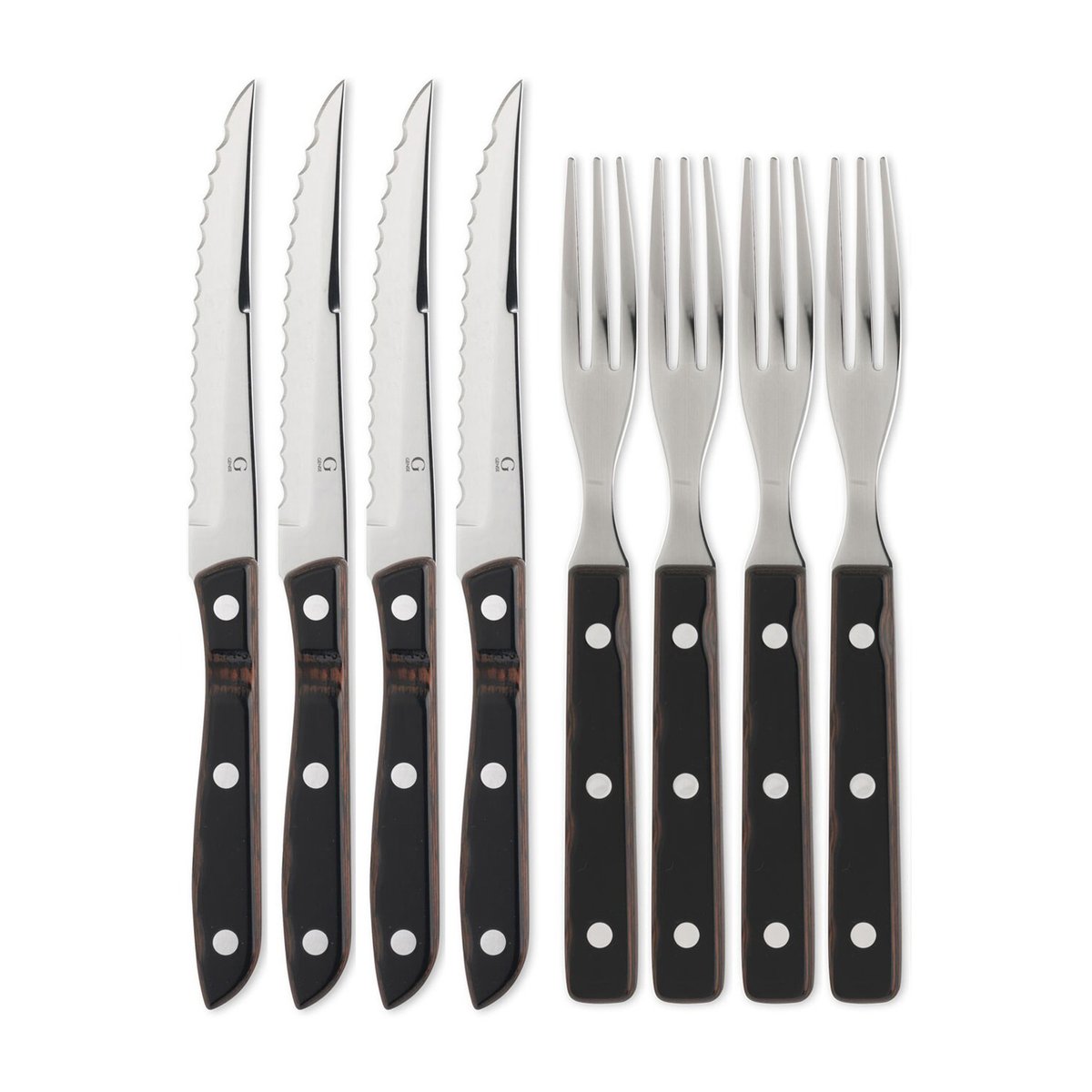Gense Old Farmer cutlery 8 pieces 8 pcs | Scandinavian Design | Steak knives | Brown