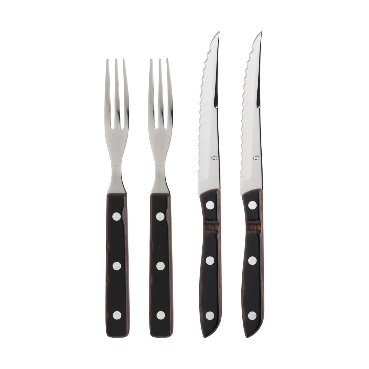 Gense Old Farmer cutlery steak cutlery 4 pcs. | Scandinavian Design | Steak knives | Silver-coloured