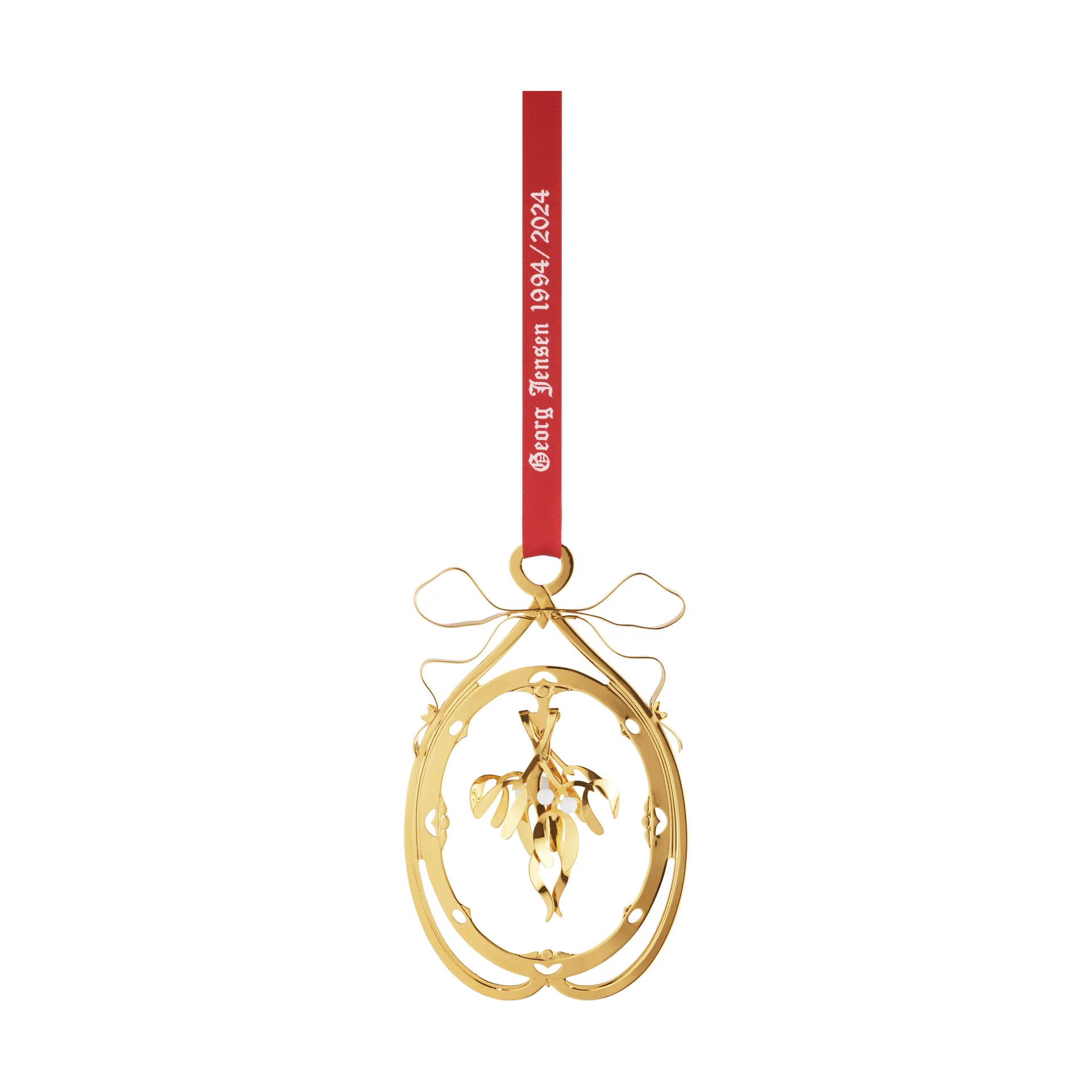 1994/2024 Christmas mobile mistletoe, Gold-plated Georg Jensen
