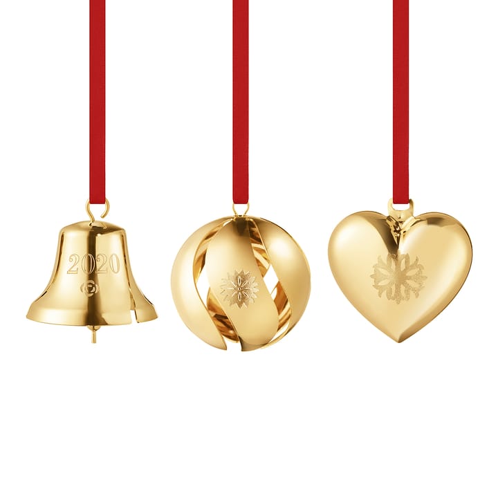 2020 set with heart, bauble and clock - Gold-plated - Georg Jensen