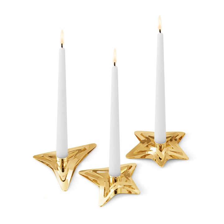 2021 Star candle sticks 3 pieces - gold-plated - Georg Jensen