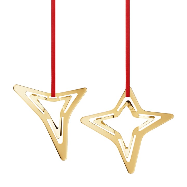 2021 Three & Four Point Star hanging Christmas decoration - gold-plated - Georg Jensen
