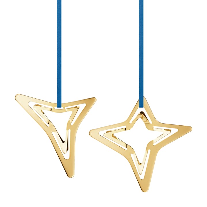 2021 Three & Four Point Star hanging Christmas decoration - gold-plated - Georg Jensen