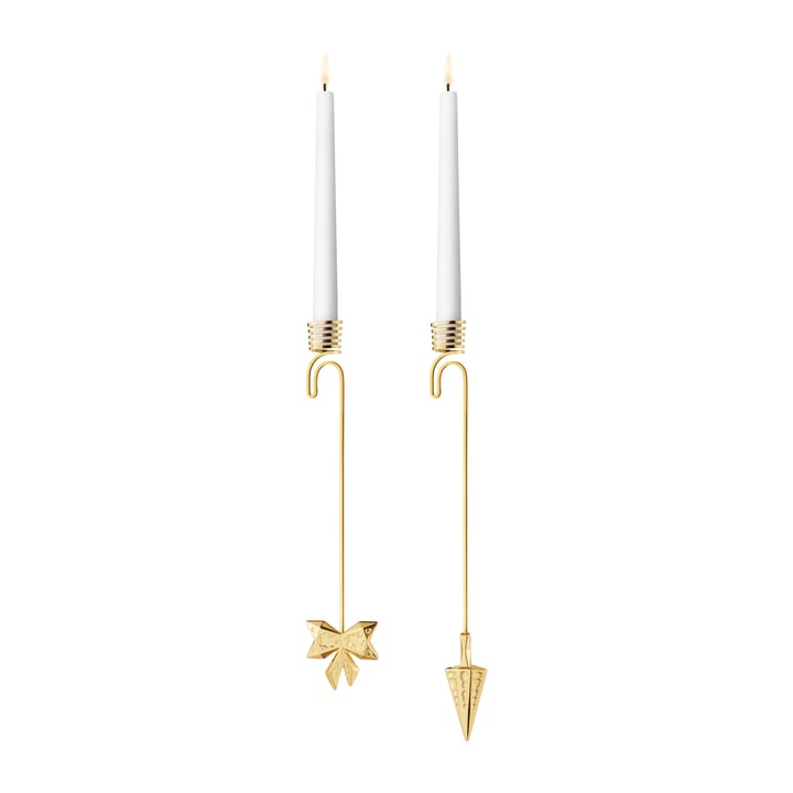 2022 Bow & Cone candle sticks hanging 2-pieces - gold plated - Georg Jensen