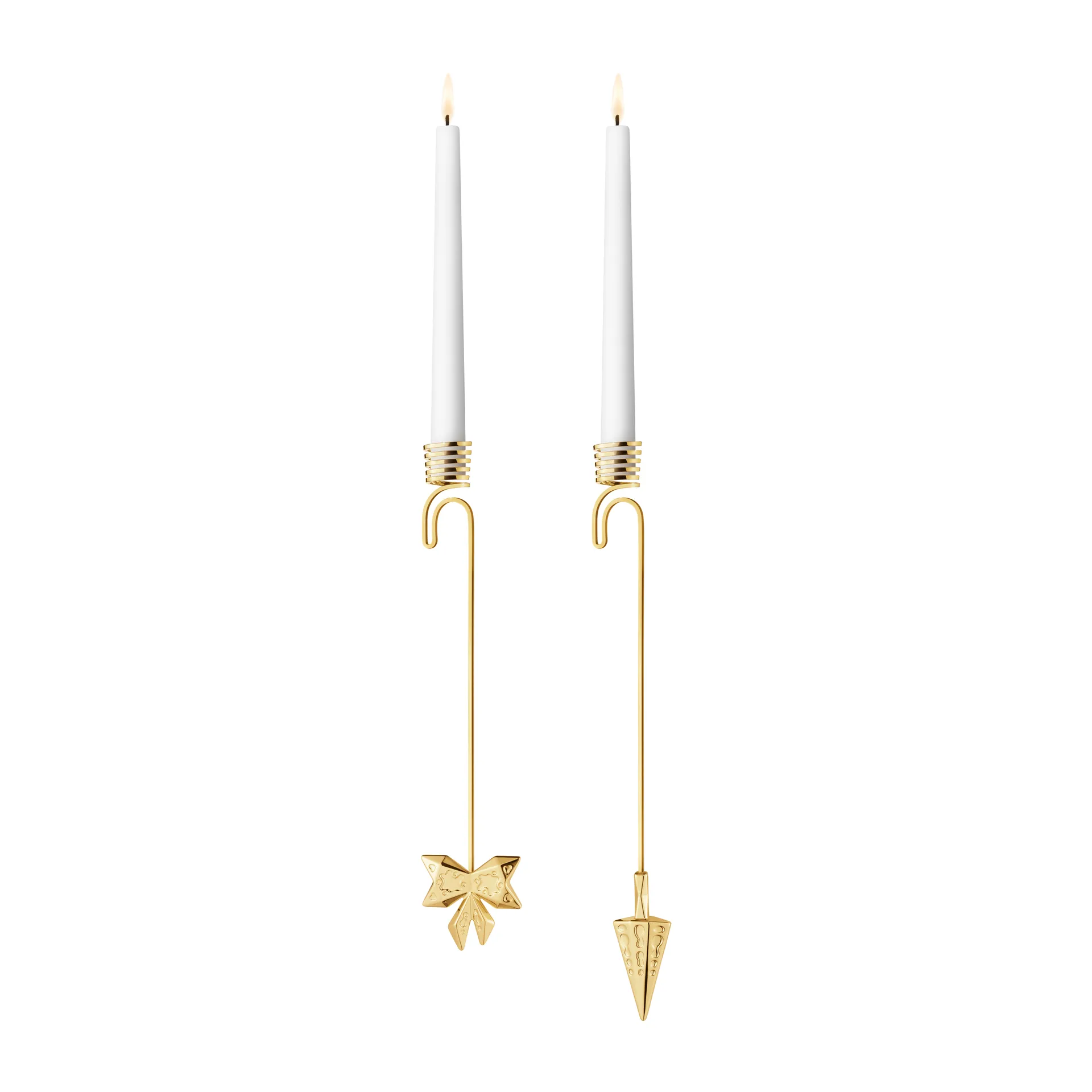 2022 Bow & Cone candle sticks hanging 2 pieces, gold plated Georg Jensen