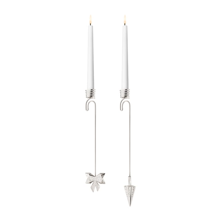 2022 Bow & Cone candle sticks hanging 2-pieces - palladium plated - Georg Jensen