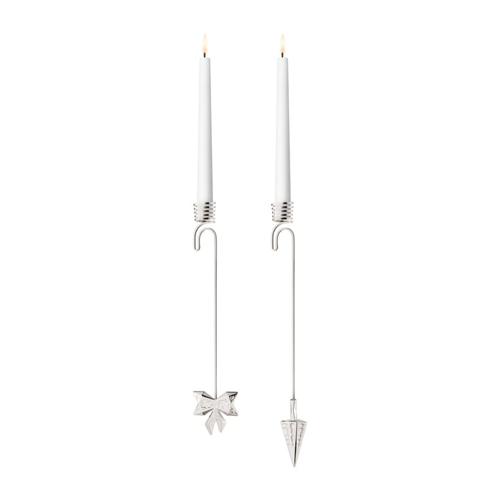 2022 Bow & Cone candle sticks hanging 2 pieces, palladium plated Georg Jensen