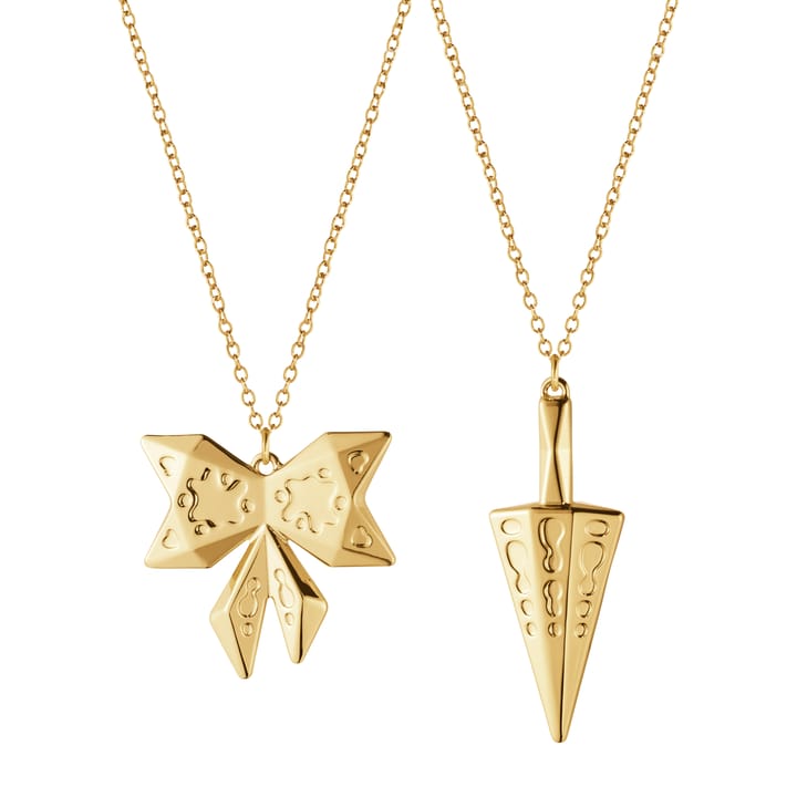 2022 Bow & Cone tree decoration with chain 2 pieces, Gold plated Georg Jensen