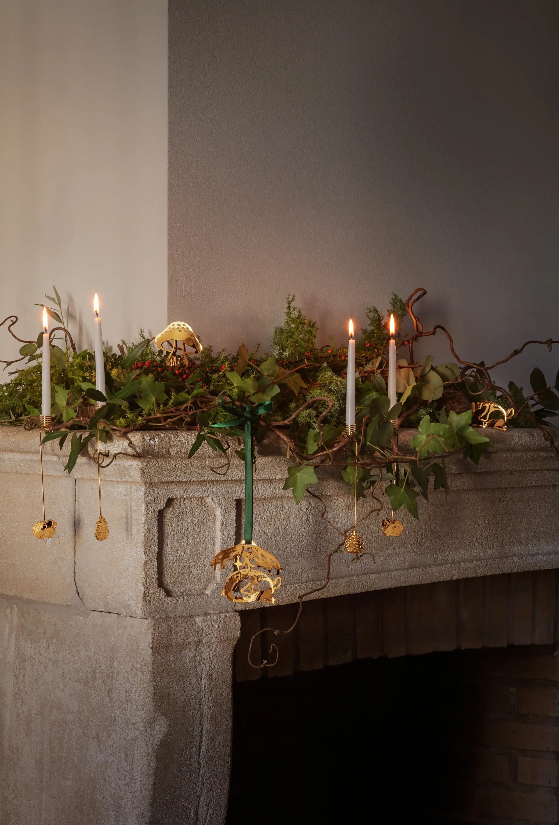 2023 candle sticks hanging mouse, Gold-plated Georg Jensen