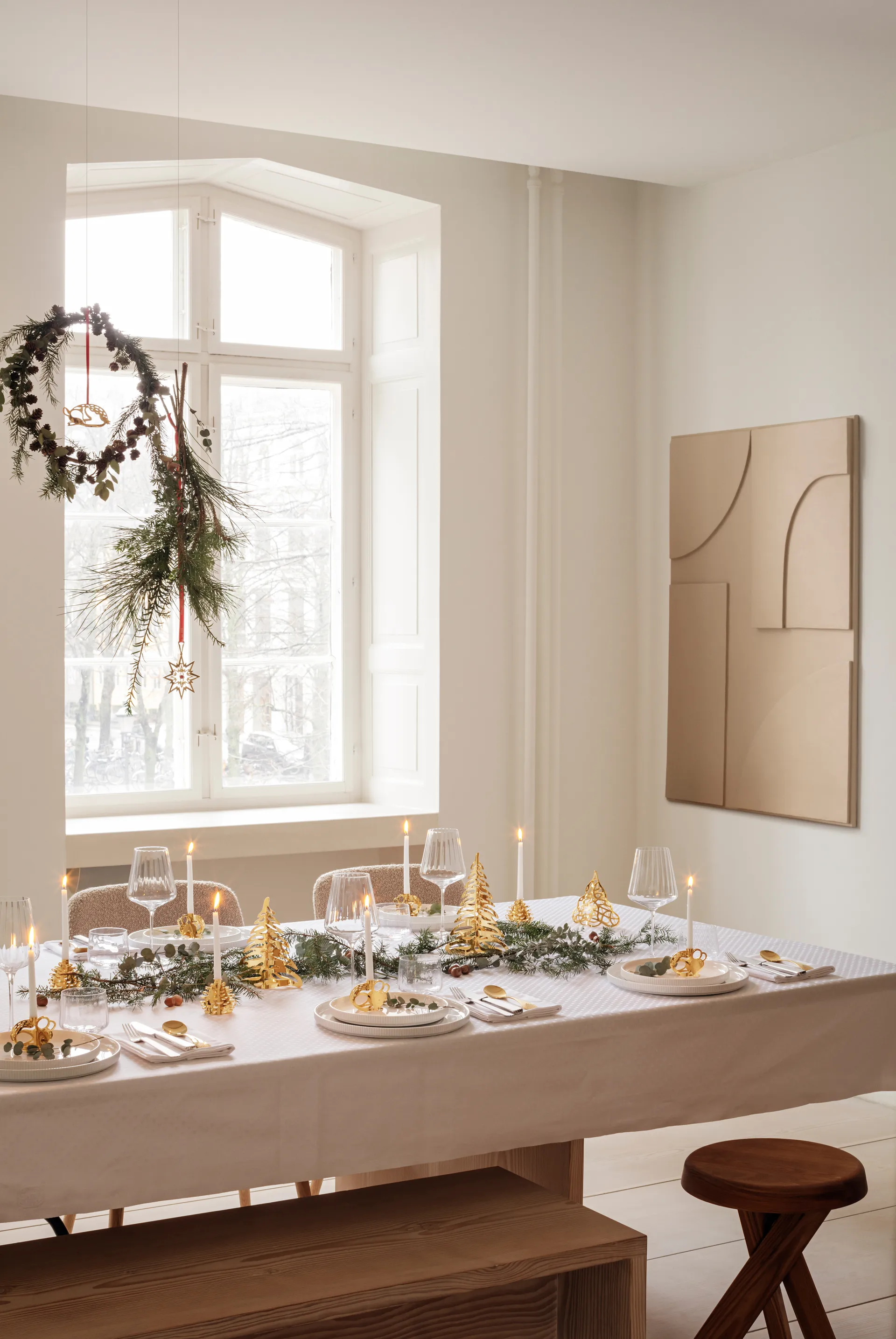 2023 table spruce gold plated 3 pieces, Gold-plated Georg Jensen