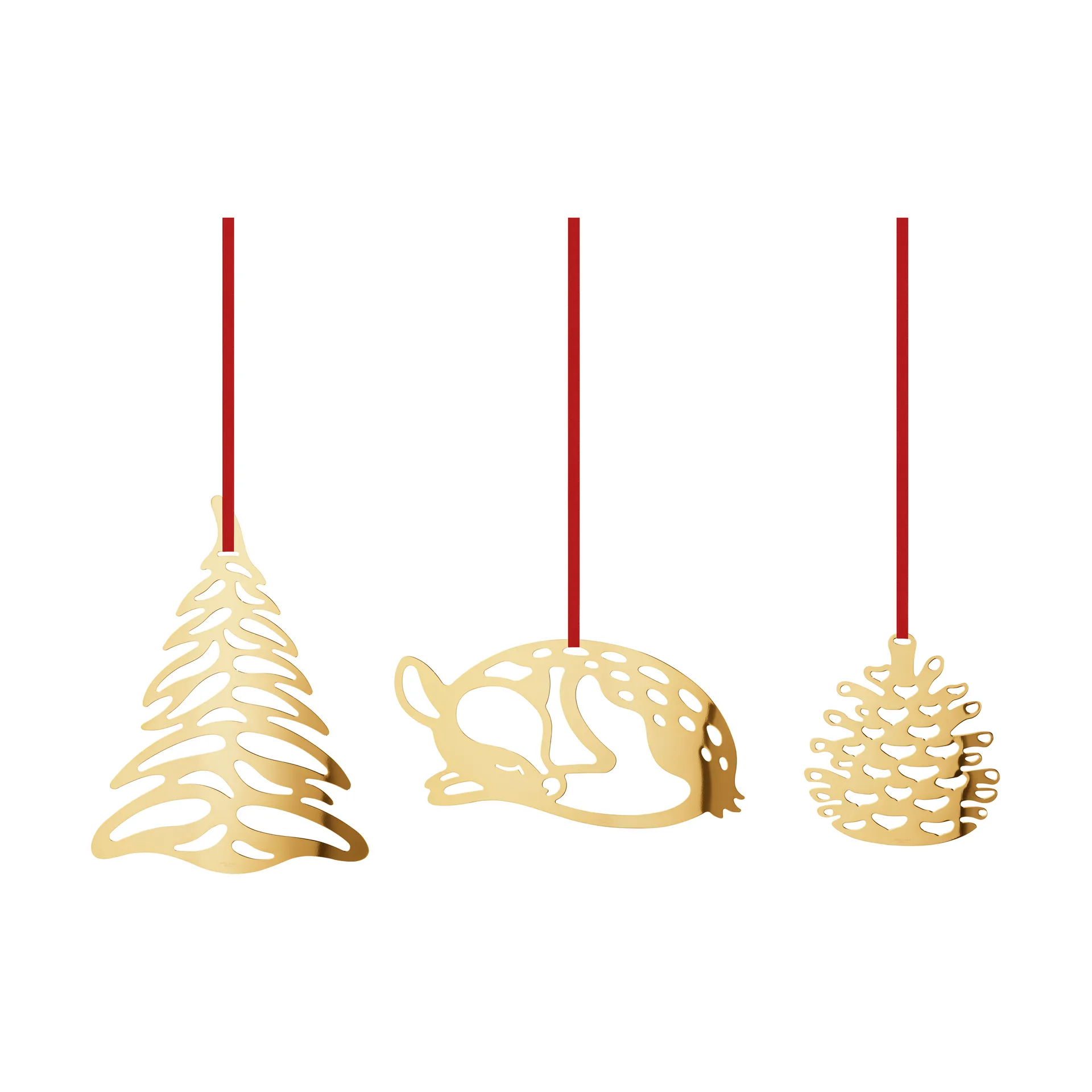 2023s set with Christmas pendants 3 pieces, Gold-plated Georg Jensen