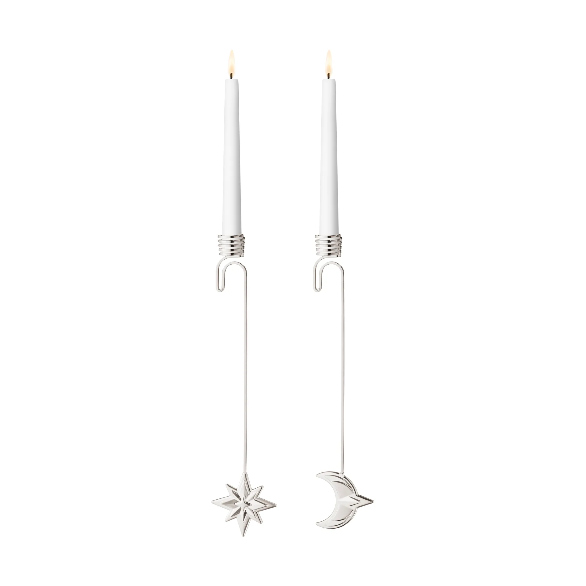 2024 candle holder moon and star, Palladium-plated Georg Jensen