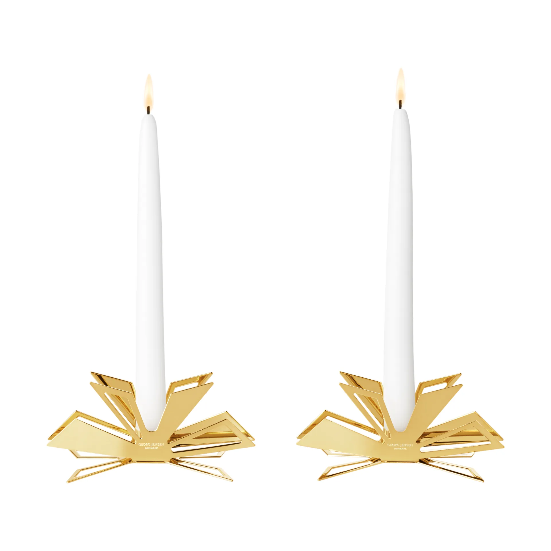 2025 candle holder 2-pack, Gold plated zinc alloy Georg Jensen