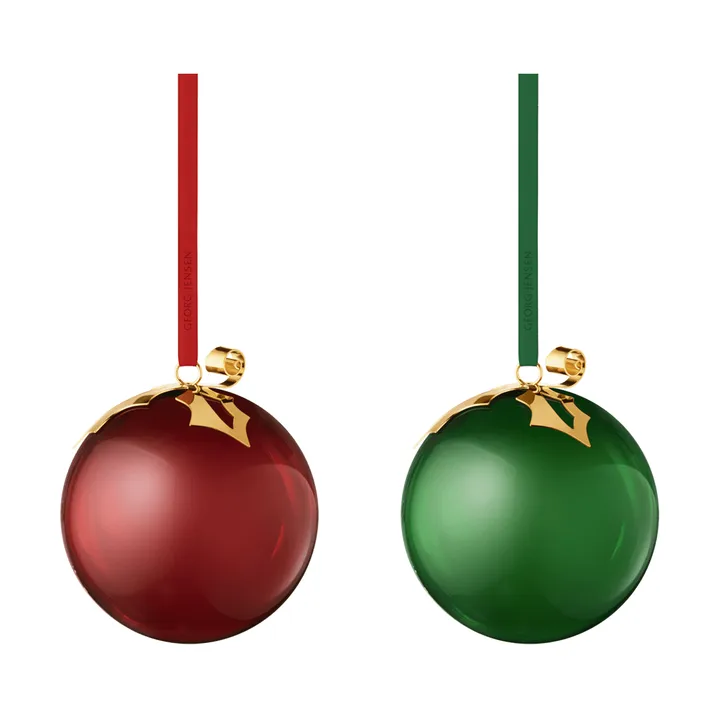 2026 annual glass bauble - Red-green, 2 pieces - Georg Jensen