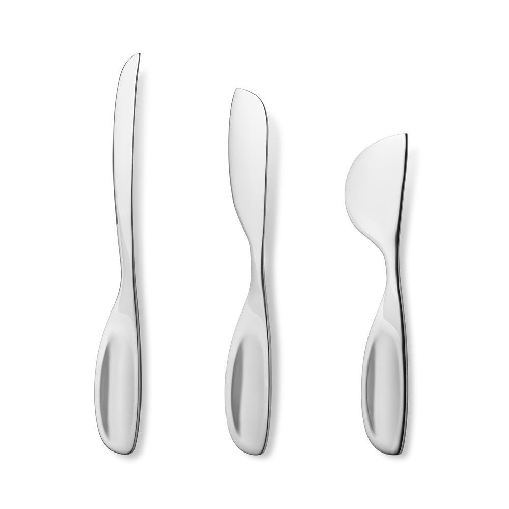 Georg Jensen Alfredo cheese knife set 3-pack | Scandinavian Design | Cheese knives | Silver-coloured