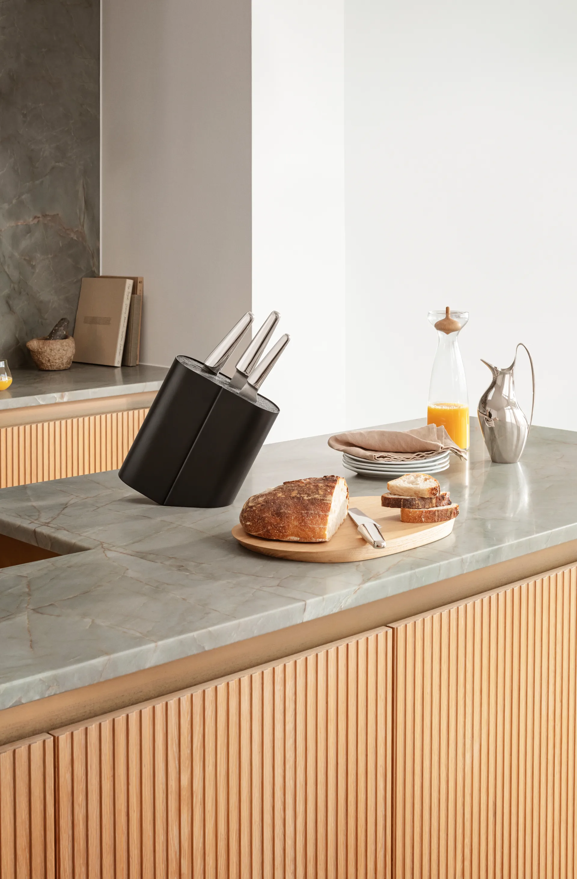 Alfredo knife block, Stainless steel-black Georg Jensen