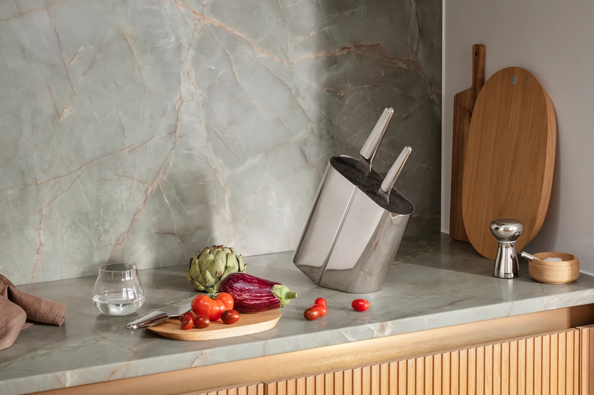 Alfredo knife block, Stainless steel-silver Georg Jensen