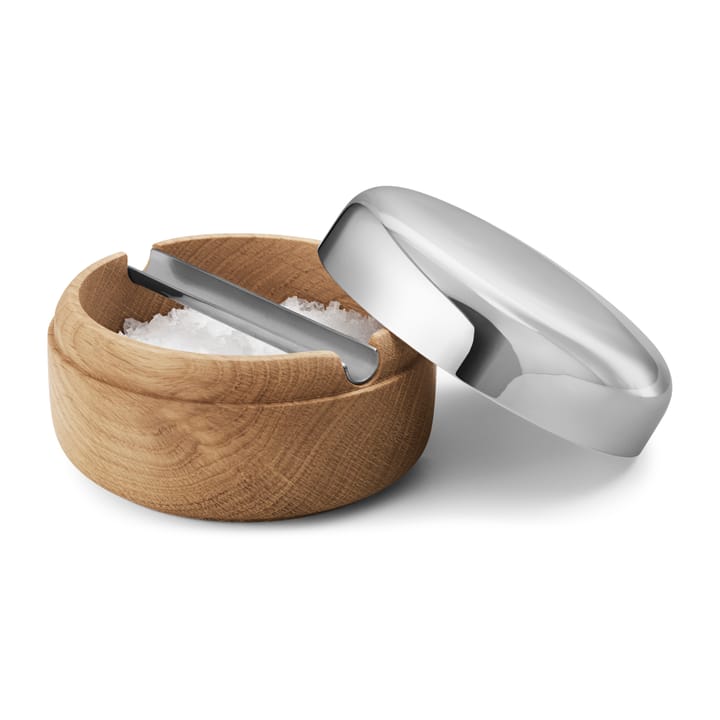 Alfredo salt cellar Ø8.5 cm - Oak-stainless steel - Georg Jensen