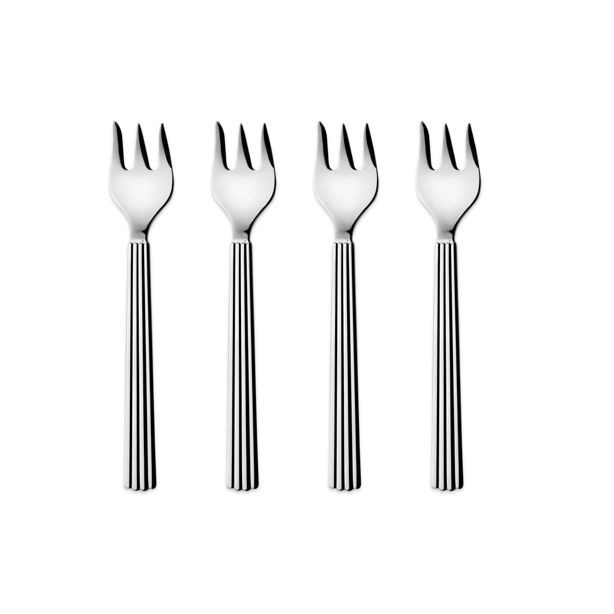 Georg Jensen Bernadotte cake fork 4-pack | Scandinavian Design | Dessert cutlery | Silver-coloured