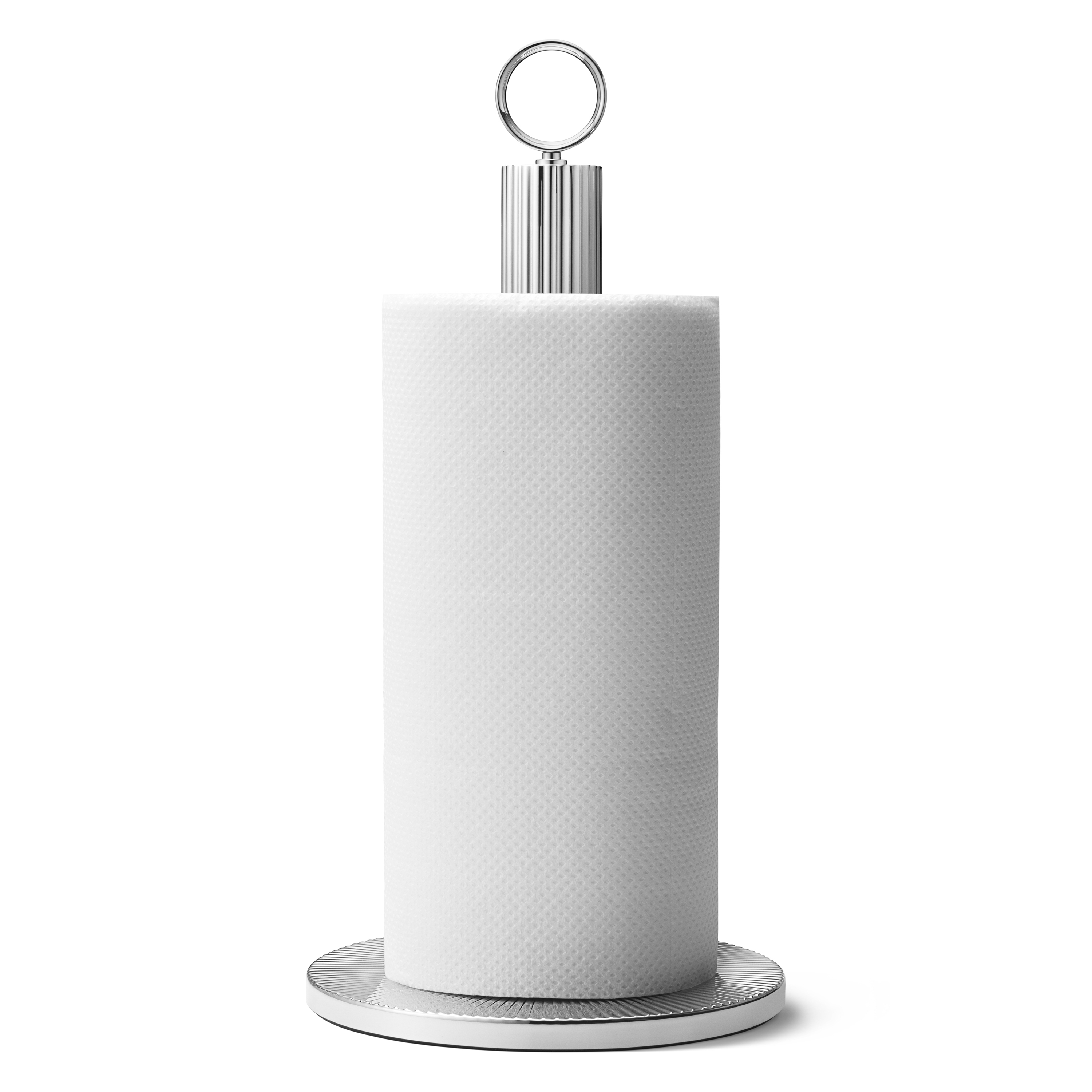 White Ceramic and Stainless Steel Paper Towel Holder with 5