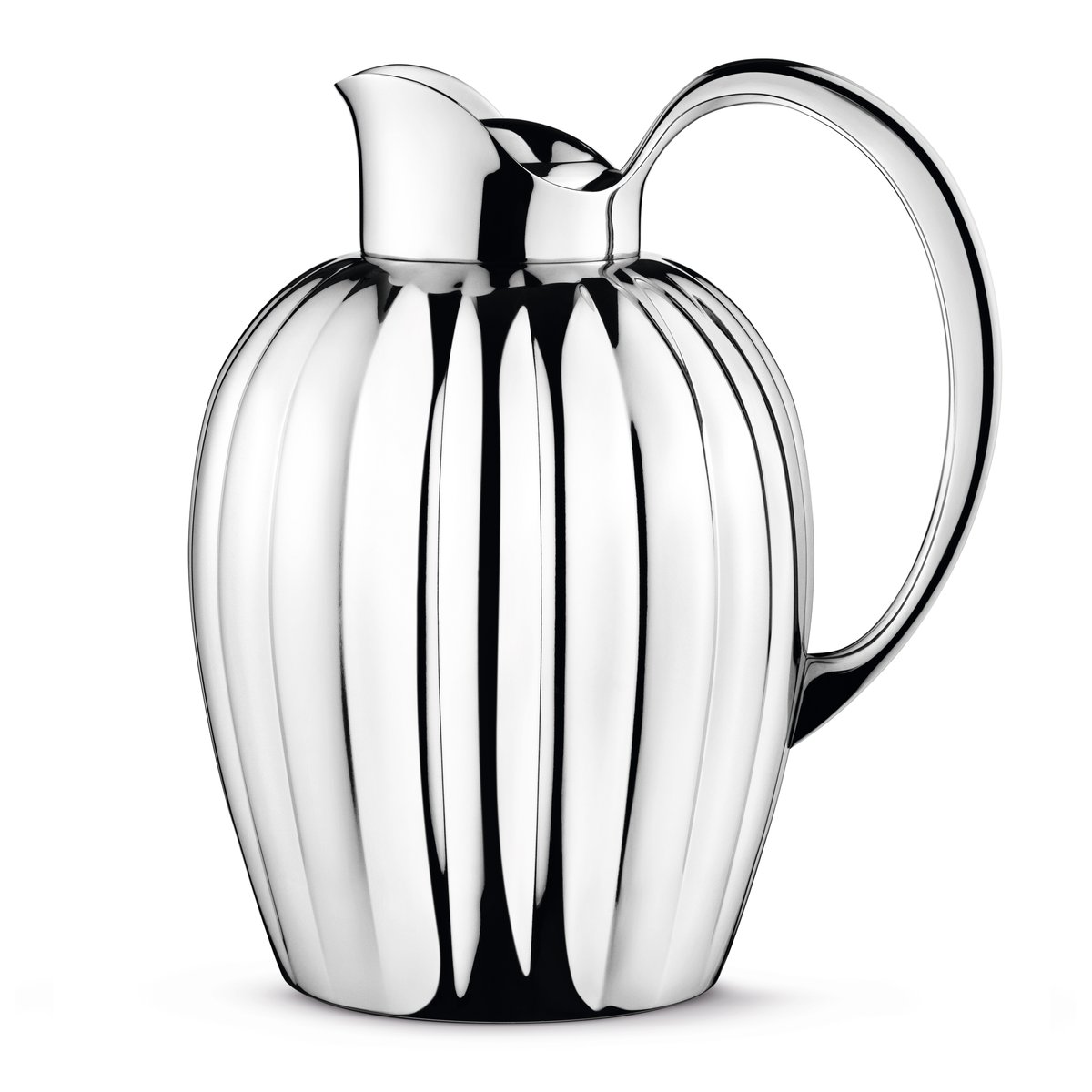Georg Jensen Bernadotte thermos jug push lid 1 L | Scandinavian Design | Thermoses | Silver-coloured